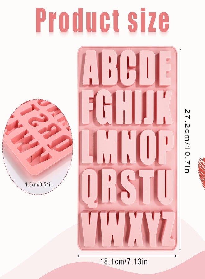 XIHIRCD 26 Cavities Silicone Letter Mould for Baking, Chocolate Letter Mould, Non-Stick Silicone Alphabet Mould for Making Sweets, Cakes, Biscuits, Desserts (Pink) - Image 2