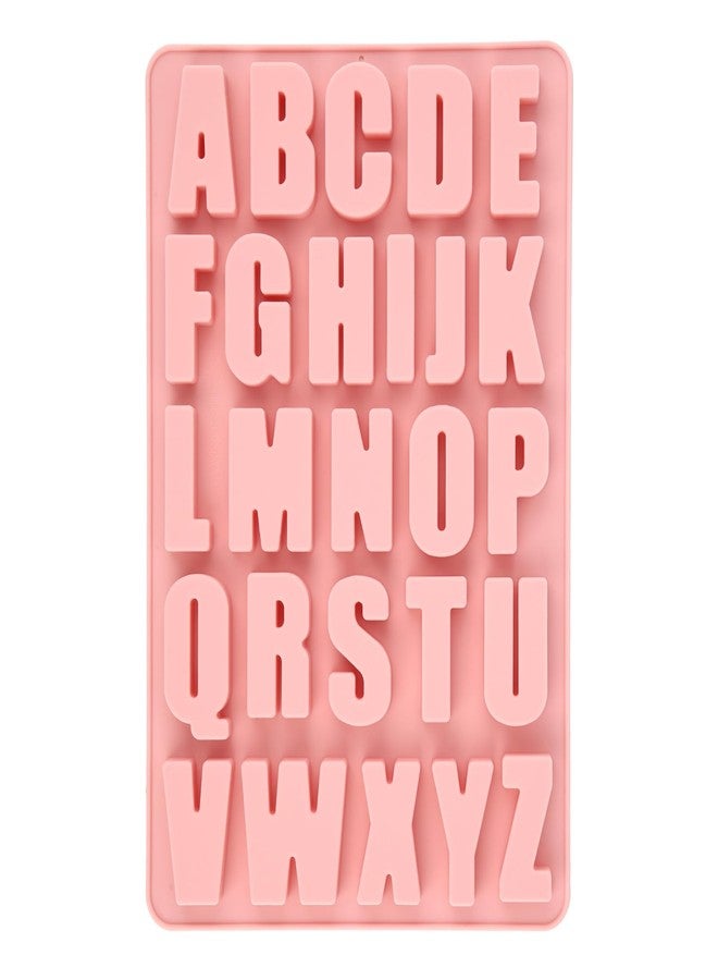 XIHIRCD 26 Cavities Silicone Letter Mould for Baking, Chocolate Letter Mould, Non-Stick Silicone Alphabet Mould for Making Sweets, Cakes, Biscuits, Desserts (Pink) - Image 1