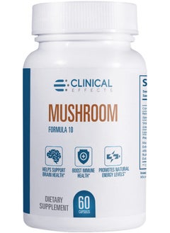 Mushroom Formula 10 Natural Mushroom Supplement For Focus Mood And Brain Booster Support Nootropic Supplement And Immune Support 60 Veggie Capsules Made In The Usa
