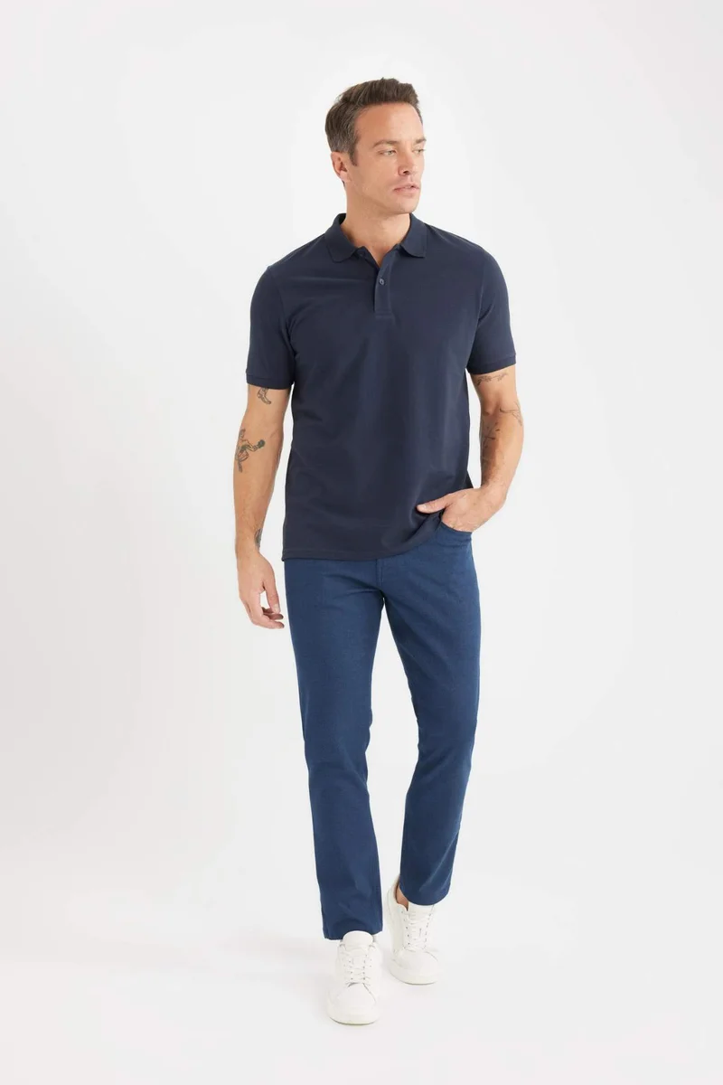 ديفاكتو Regular Fit Short Sleeve Basic Pique Polo T-Shirt