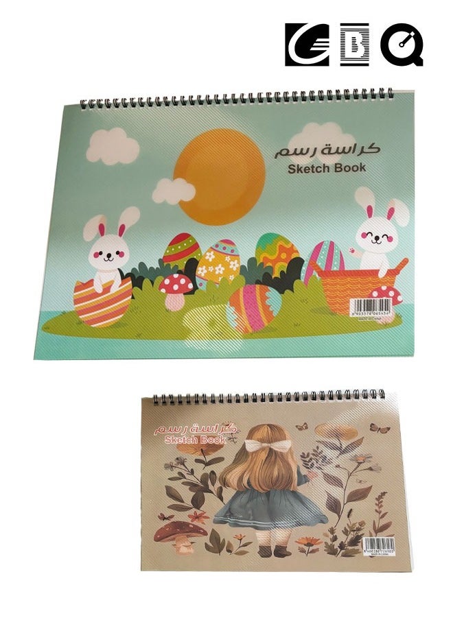 GBQ - 2PCS B4(35*25) B5(26*18)Sketchbook 15Sheets/Book A Total Of 30 Pages Spiral Bound Hardcover Art Book - Image 1