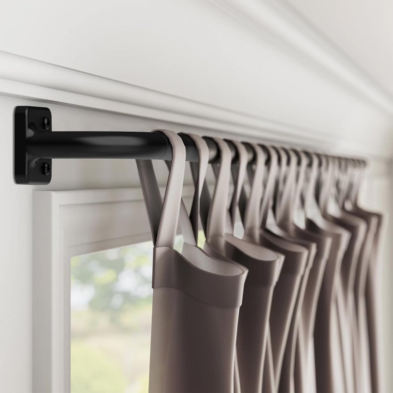 UIOSANRT Curtain Rods for Windows 28 to 48 inch, 5/8" Diameter Black Warp Around Curtain Rod for Bedroom Living Room - Image 2