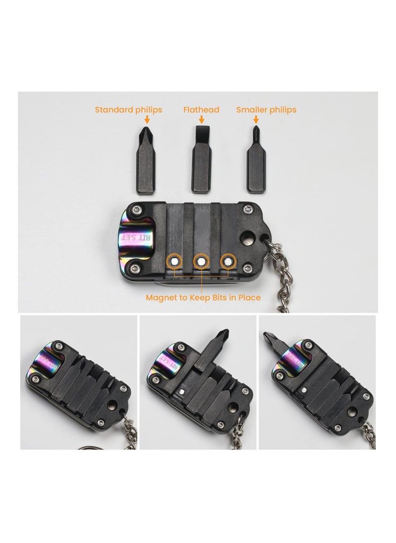 Generic - 2 PCS Mini Keychain Pocket Knife Set, Tiny Stainless Steel Folding Utility Knife with 1.2 Inch Blade, Envelope Opener, EDC Tool, Includes Screwdriver Bits for Everyday Carry. - Image 1