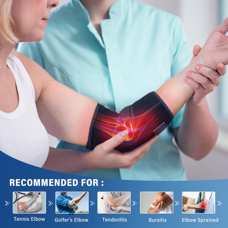 FEATOL Elbow Brace with Ice Pack for Tendonitis and Tennis Elbow-Pain Relief for Cubital Tunnel  Ulnar Nerve Entrapment  Bursitis-Reusable Ice Pack Brace for Men and Women  Large - Image 2