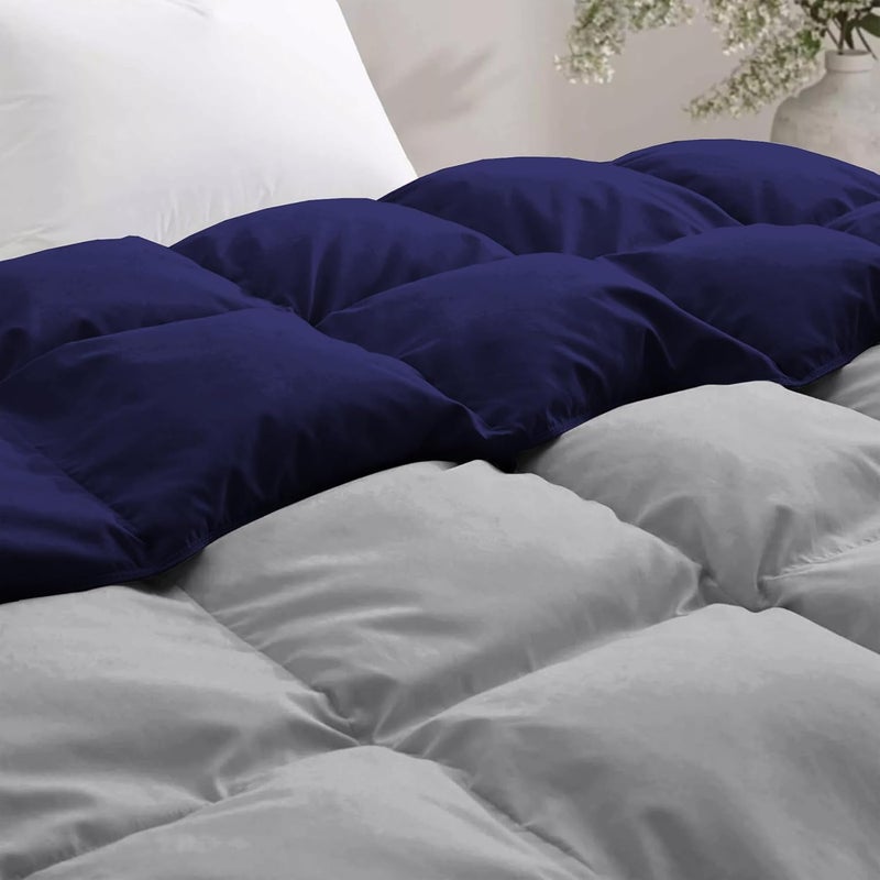 BEDDY FUSION Heavy Winter 600 GSM Comforter Double Bed Size 90X100 600 GSM Microfiber Super Soft Fluffy for Winter ComforterRajaiDuvetBlanket Double Bed Navy BlueSilver Grey Color - Image 4