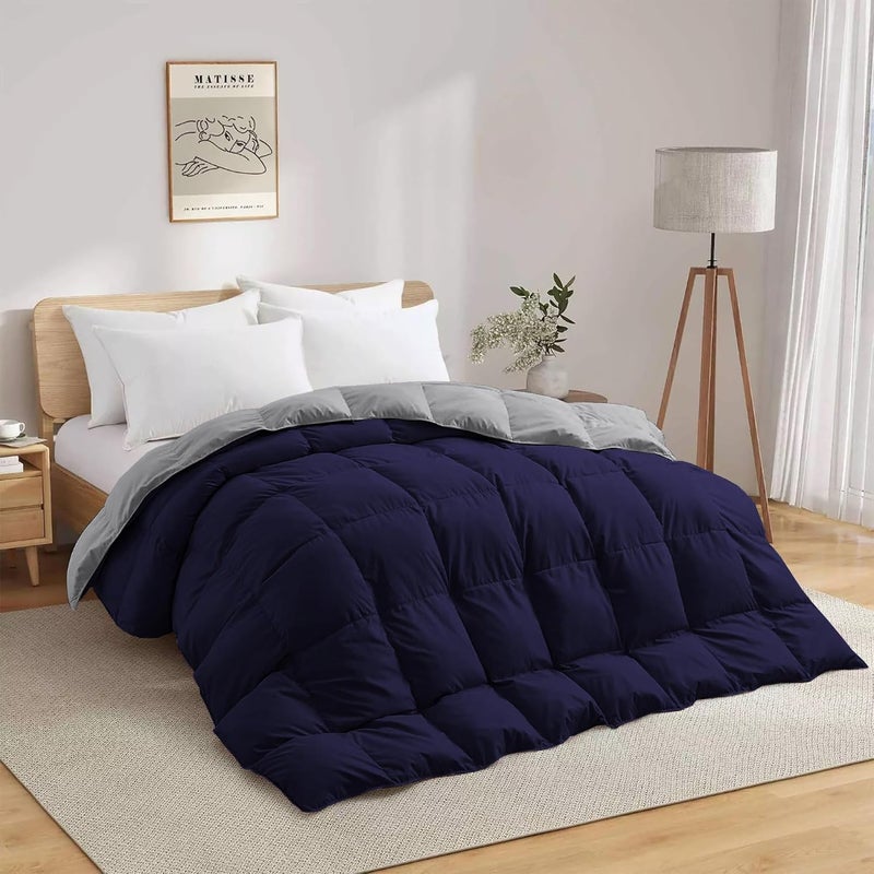 BEDDY FUSION Heavy Winter 600 GSM Comforter Double Bed Size 90X100 600 GSM Microfiber Super Soft Fluffy for Winter ComforterRajaiDuvetBlanket Double Bed Navy BlueSilver Grey Color - Image 3