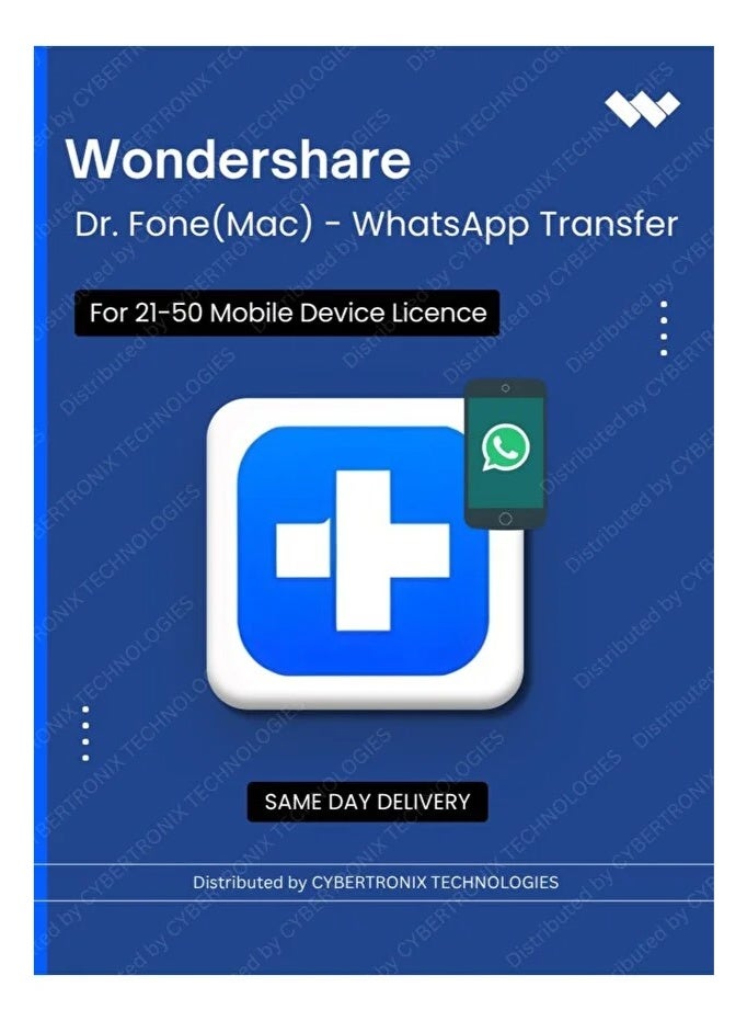 WonderShare Dr.Fone(Mac) - WhatsApp Transfer | 21-50 Mobile Device | Digital License | Same Day Delivery