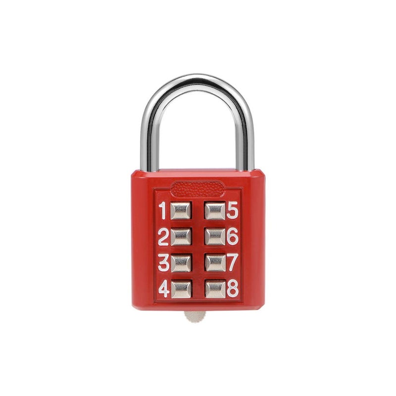 uxcell 8-Digit Combination Padlock Push Button Lock for Locker Cabinet Red - Image 1