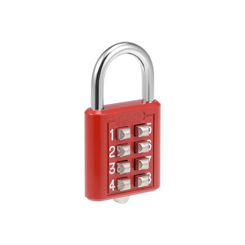 uxcell 8-Digit Combination Padlock Push Button Lock for Locker Cabinet Red - Image 3