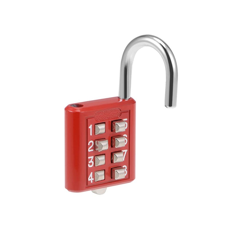 uxcell 8-Digit Combination Padlock Push Button Lock for Locker Cabinet Red - Image 4