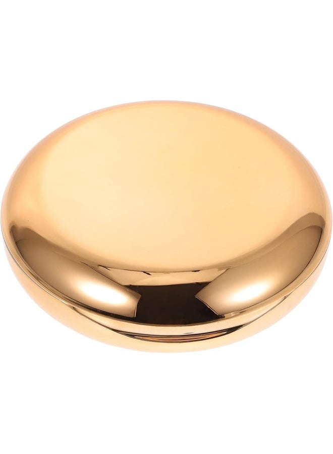 Healifty Portable Dental Retainer Box Dental Braces Case Practical Invisible Denture Case Dental Mouth Guard Case With Mirror Oral Care Box (Golden), 8.7X2.7Cm - Image 1