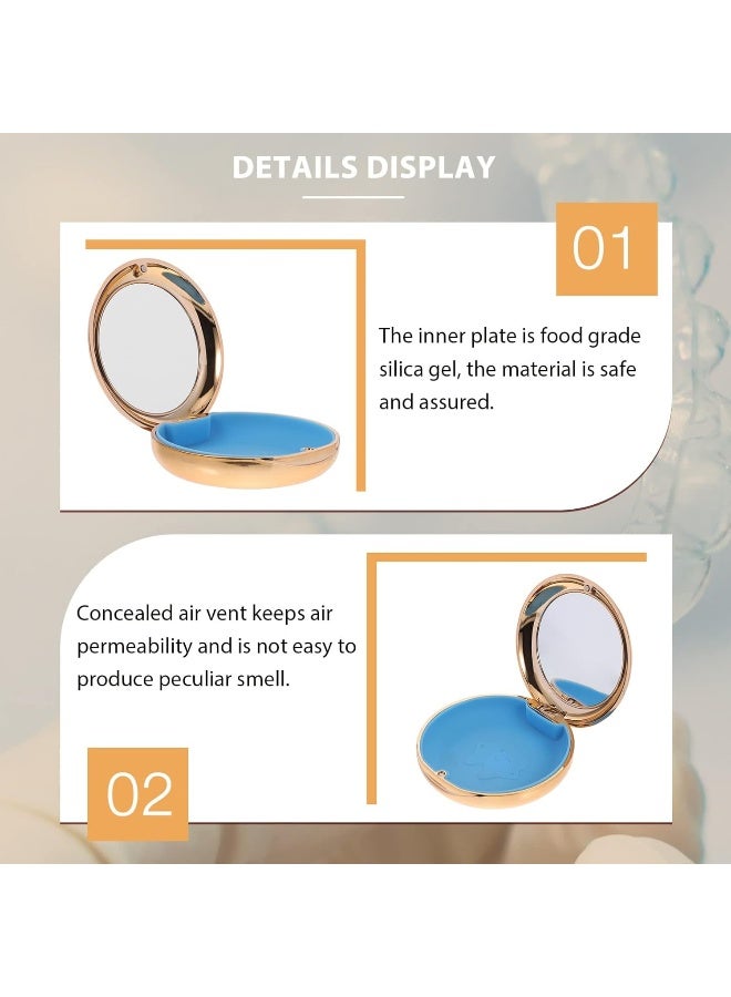 Healifty Portable Dental Retainer Box Dental Braces Case Practical Invisible Denture Case Dental Mouth Guard Case With Mirror Oral Care Box (Golden), 8.7X2.7Cm - Image 4