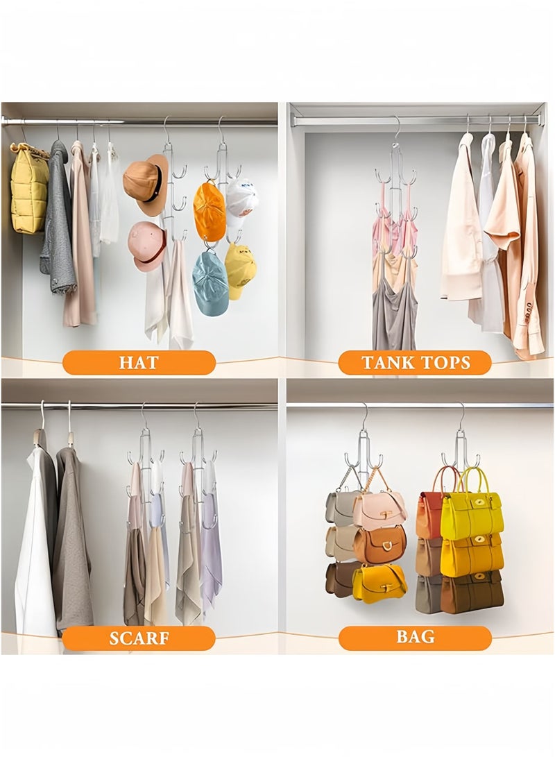 DAREU 2-Pack Metal Purse Hanger Organizer – Heavy-Duty Stainless Steel Closet Hooks for Handbags, Belts, Scarves & Hats, Multi‑Layer Space-Saving Design (Silver)  - Image 3