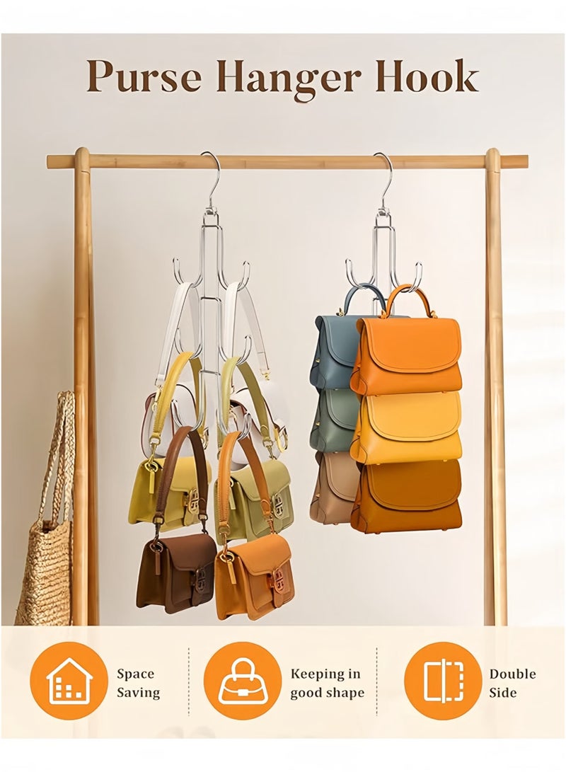 DAREU 2-Pack Metal Purse Hanger Organizer – Heavy-Duty Stainless Steel Closet Hooks for Handbags, Belts, Scarves & Hats, Multi‑Layer Space-Saving Design (Silver)  - Image 5