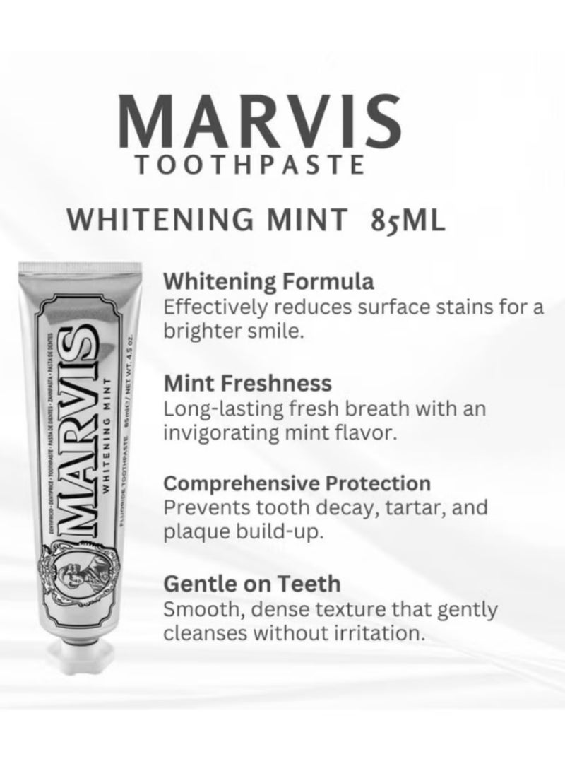 Marvis 85ml Marvis Whitening Mint Toothpaste - /4.4 oz Packed with Xylitol for Effective Teeth Whitening and Fresh Breath，Probiotics Bright White Toothpaste，Oral Health Management， Preventing Tooth Decay - Image 2
