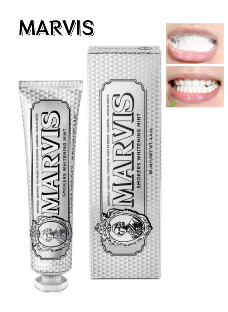 Marvis 85ml Marvis Whitening Mint Toothpaste - /4.4 oz Packed with Xylitol for Effective Teeth Whitening and Fresh Breath，Probiotics Bright White Toothpaste，Oral Health Management， Preventing Tooth Decay - Image 1