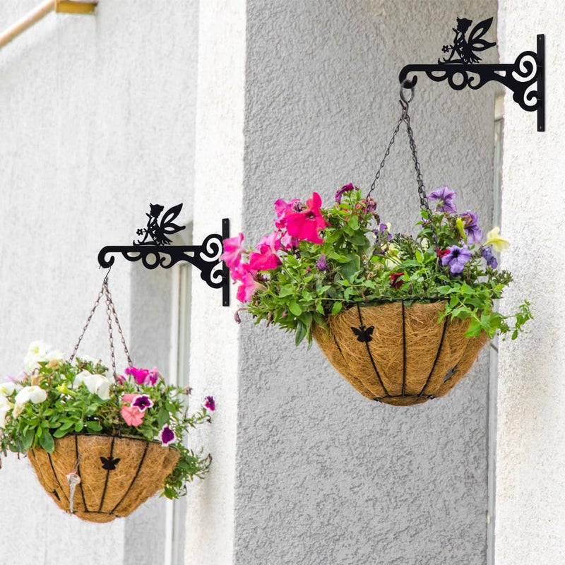 hogardeck Plant Hangers Outdoor Decor, 2 Pack 10â€ Metal Hanging Plant Bracket with Fairy for Garden Patio Yard Decor, Anti Rust Plant Hooks for Hanging Plants, Bird Feeder, Wind Chime, Lantern - Image 3