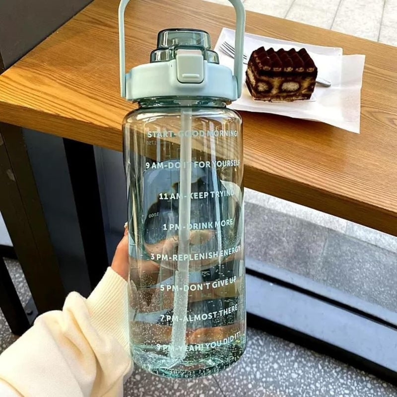Grofilo Sipper Bottle for Adults 2 Liter Gym Bottle Motivational Water Bottle with Measurement Leakproof Durable BPA Free NonToxic Aesthetic Water Bottle for Office Plastic Pack of 1 Orange - Image 2
