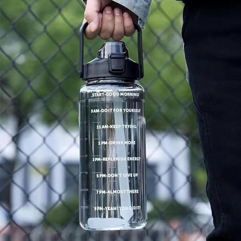 Grofilo Sipper Bottle for Adults 2 Liter Gym Bottle Motivational Water Bottle with Measurement Leakproof Durable BPA Free NonToxic Aesthetic Water Bottle for Office Plastic Pack of 1 Orange - Image 1