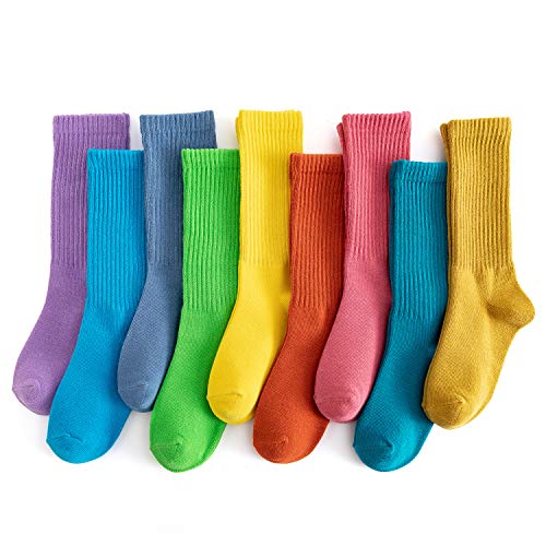 MINI PANDA Girls Socks - 9 Pairs (9 Colors, 6-8 Years) - Image 1