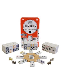 Regal Games Regal Games Mexican Train Double 12 Dominoes Set for Adults & Kids - Domino Game with 91 Tiles Colored Dots & 4 Metal Trains - 2-8 Player Games & Ideal for Family Fun Game Night and Travel (Ages 8+)  - Image 3