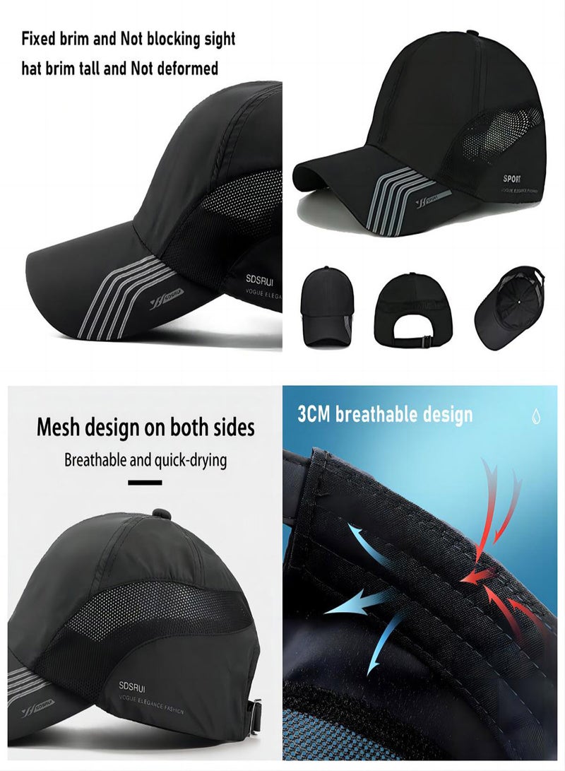 Excefore Foldable Baseball Cap  Mesh Quick Dry Hat Breathable Summer Sun Protection Cap Unisex Outdoor Sports Hats with Adjustable Buckle Soft Brim Peaked Cap Lightweight Running Cap for Outdoor - Image 3