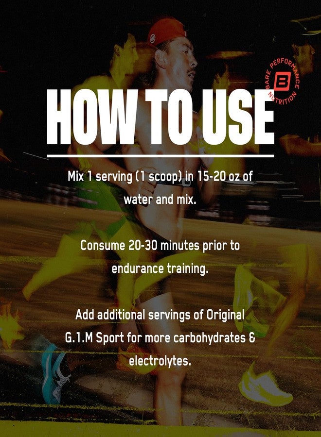 بير بيرفورمانس نيوتريشن مكمل غذائي قبل التمرين G.1.M Sport+ Endurance من BARE PERFORMANCE NUTRITION بنكهة الليمون والليمون الحامض | 25 حصة | 20 غرام كربوهيدرات، 350 ملغ صوديوم، 150 ملغ كافيين | إلكتروليتات، منشطات ذهنية، ودكسترين عنقودي® للطاقة والتركيز - Image 5