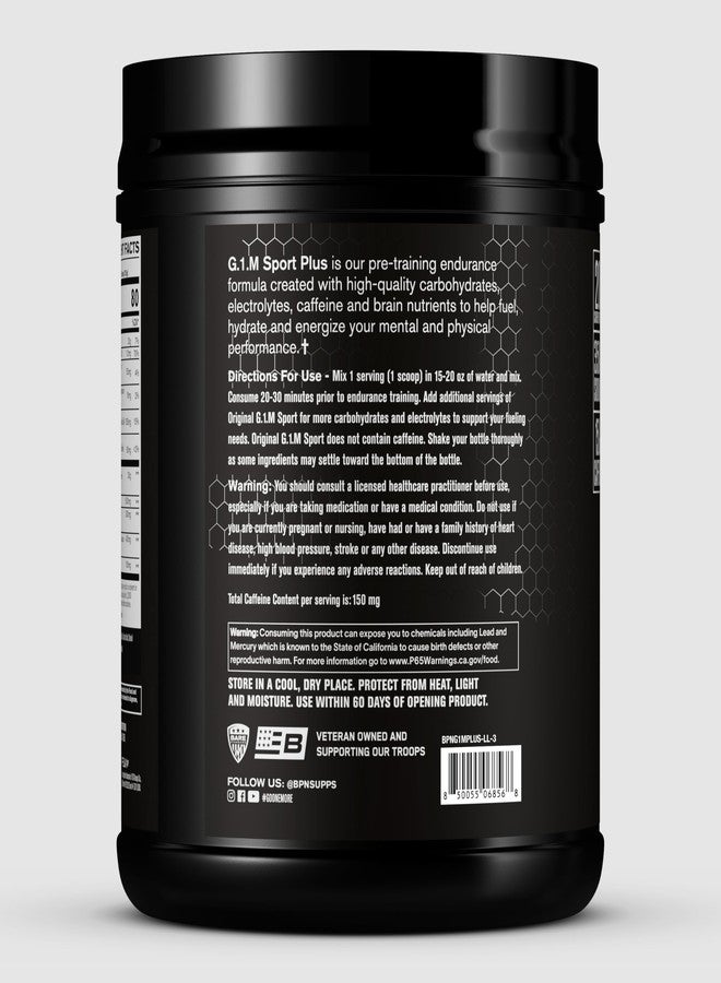 بير بيرفورمانس نيوتريشن مكمل غذائي قبل التمرين G.1.M Sport+ Endurance من BARE PERFORMANCE NUTRITION بنكهة الليمون والليمون الحامض | 25 حصة | 20 غرام كربوهيدرات، 350 ملغ صوديوم، 150 ملغ كافيين | إلكتروليتات، منشطات ذهنية، ودكسترين عنقودي® للطاقة والتركيز - Image 2