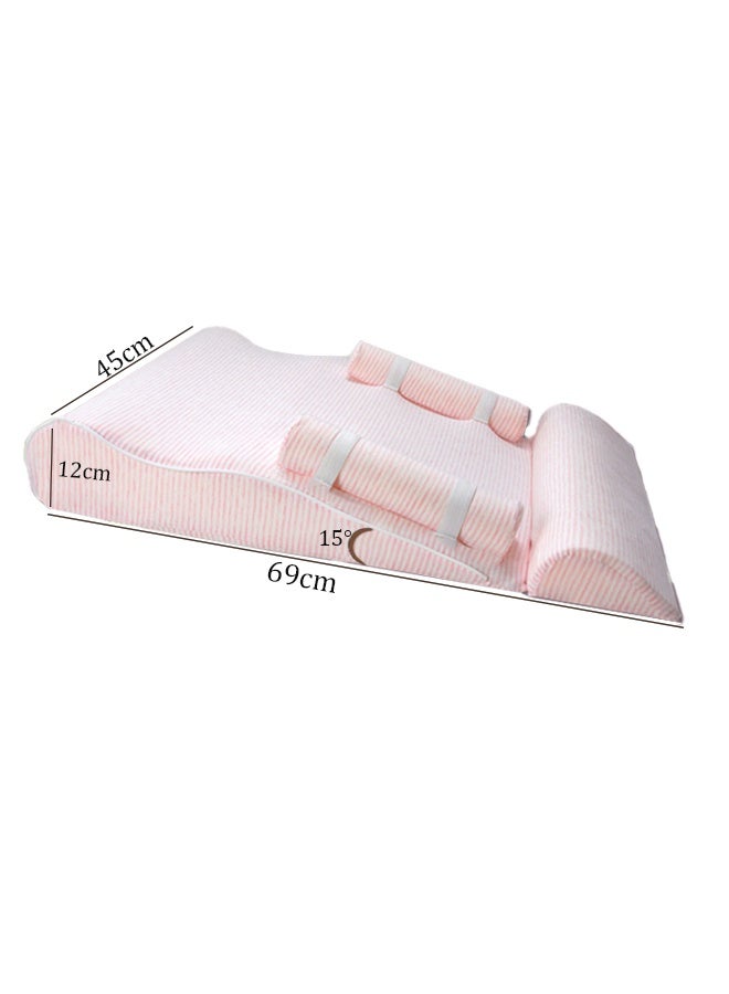 Berma Baby Baby Wedge Pillow Nursery Pillows, 30 °Tilt Breastfeeding Pillow, Baby Lounger Baby Nest,Ergonomic Anti Vomiting Pillow, Prevent Spitting Flat Head Reflux, Breathable Soft Pure Cotton (Pink) - Image 2