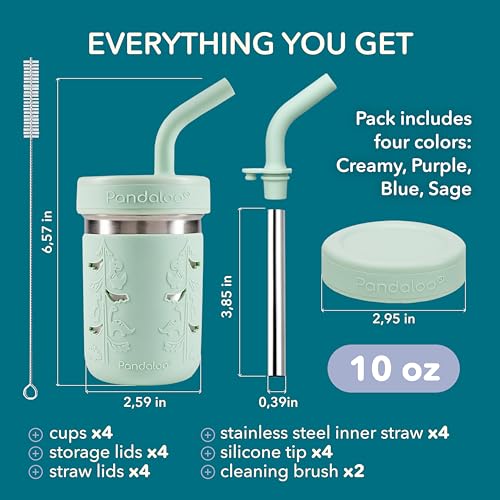 Pandaloo® Smoothie Cups for Kids - Stainless Steel Toddler Tumbler with Straw, Sippy Cup for Smoothies - BPA-Free, Toddler Snack Cups, 10 oz - Image 2