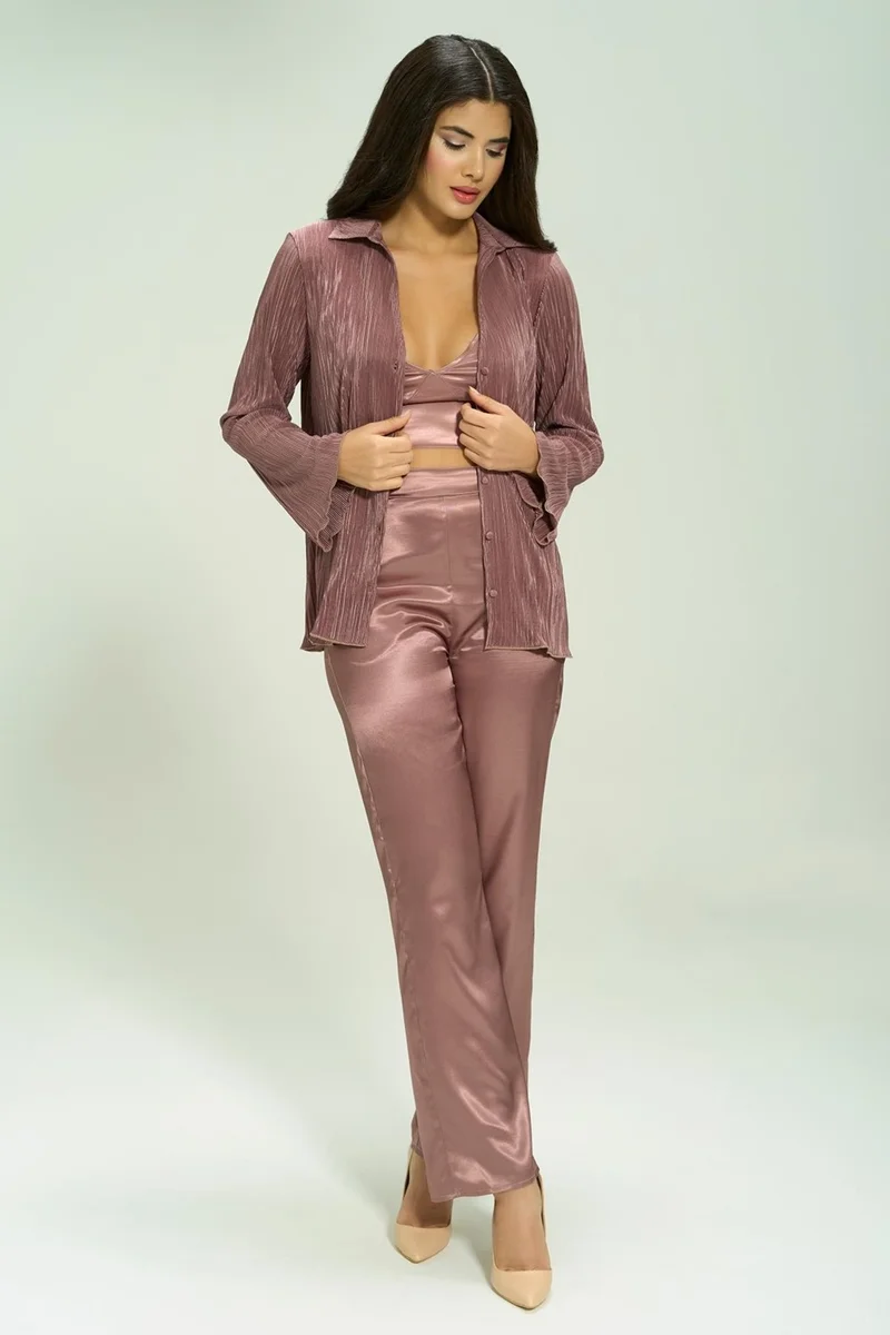 فور يو ان اند اوت 6-Piece Pleated Mink Bustier Pajama Set S27573