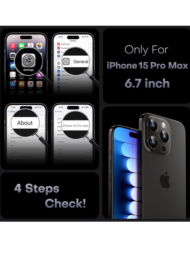 ELTRAZONE 3 in 1 Magnetic for iPhone 15 Pro Max Case, Upgraded [Full Camera Protection], [Compatible with MagSafe] [15FT Drop Protection] Shockproof Translucent 15 ProMax Bumper 6.7, Black - Image 2