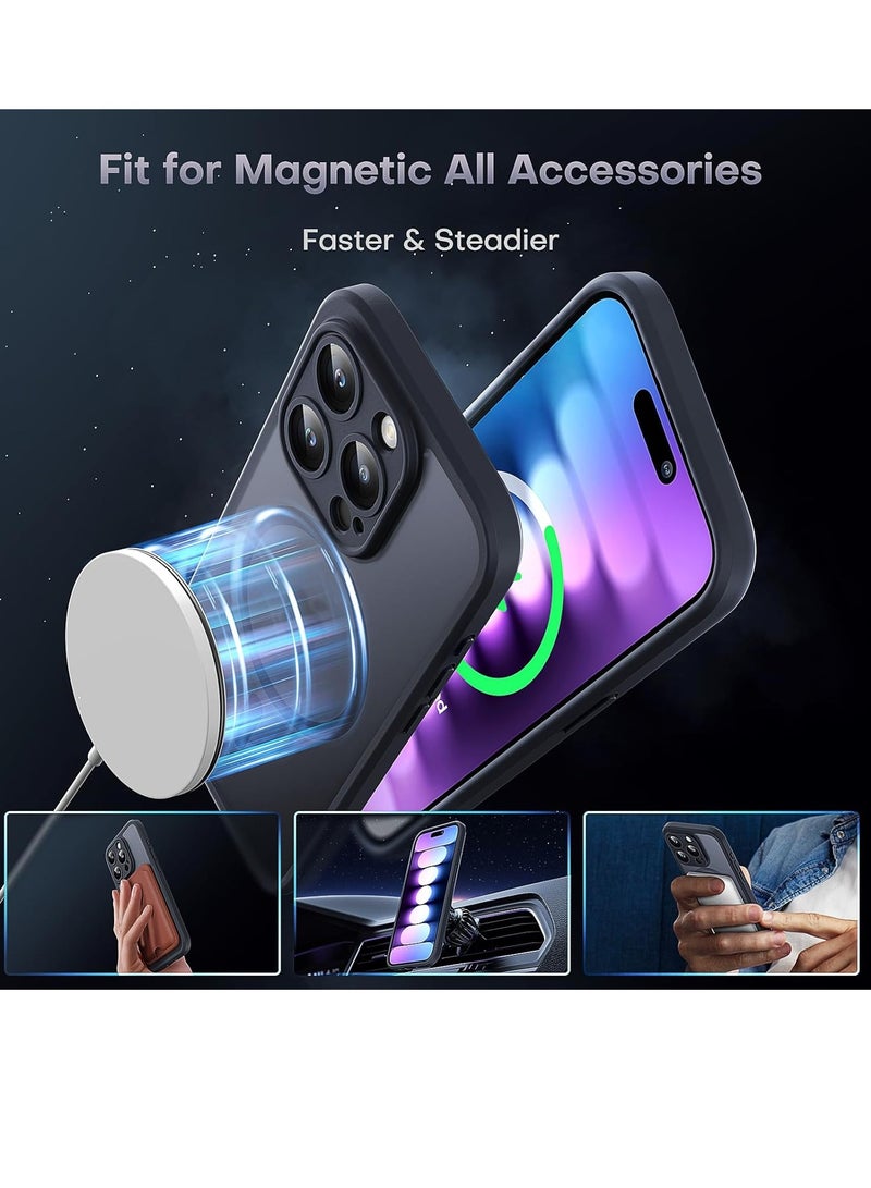 ELTRAZONE 3 in 1 Magnetic for iPhone 15 Pro Max Case, Upgraded [Full Camera Protection], [Compatible with MagSafe] [15FT Drop Protection] Shockproof Translucent 15 ProMax Bumper 6.7, Black - Image 3