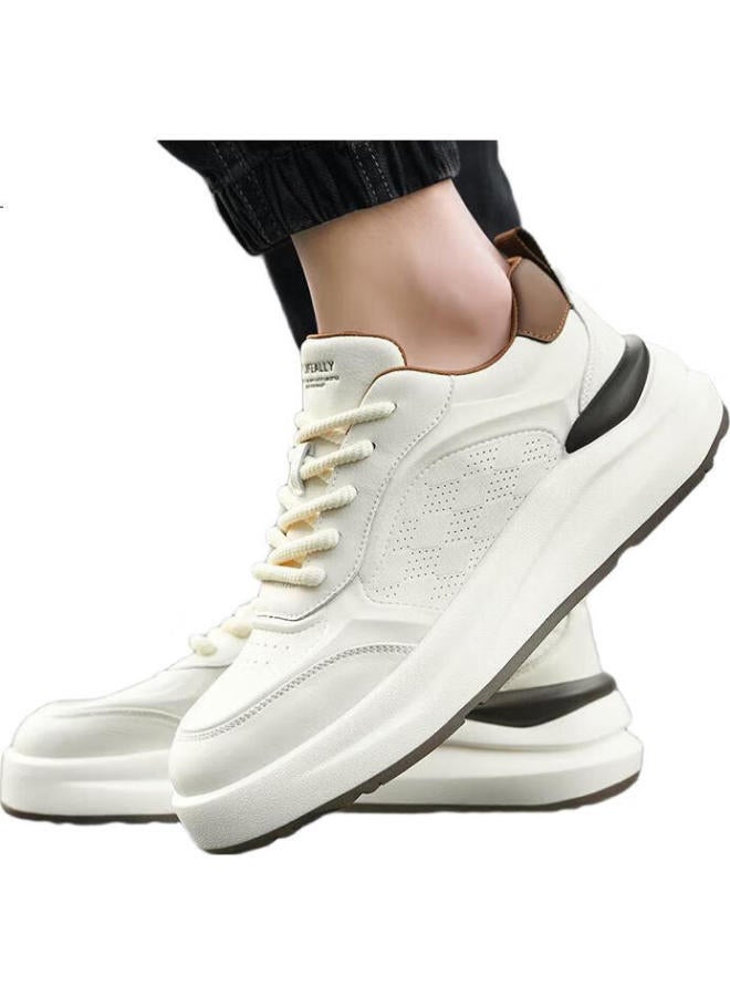 HLA Men'S Fashionable And Versatile White Sneakers Men'S Comfortable Casual Shoes Men E223 White Brown (Breathable) Size 41 - Image 1