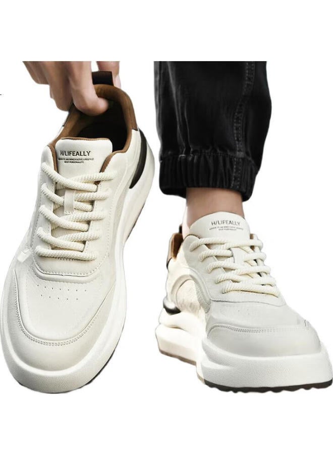 HLA Men'S Fashionable And Versatile White Sneakers Men'S Comfortable Casual Shoes Men E223 White Brown (Breathable) Size 41 - Image 2