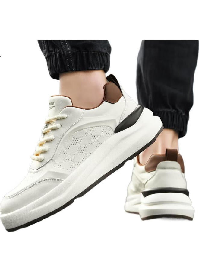 HLA Men'S Fashionable And Versatile White Sneakers Men'S Comfortable Casual Shoes Men E223 White Brown (Breathable) Size 41 - Image 3