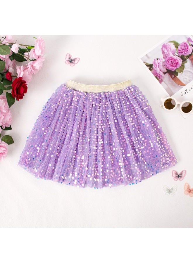 Magic Park Baby Toddler Girls Tutu Skirt Kid Girl Tulle Skirts Birthday Holiday Short Skirt 1-12 Y (Purple Skirt, 6-8 Years) - Image 3