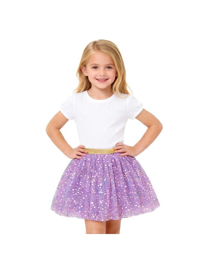 Magic Park Baby Toddler Girls Tutu Skirt Kid Girl Tulle Skirts Birthday Holiday Short Skirt 1-12 Y (Purple Skirt, 6-8 Years) - Image 1