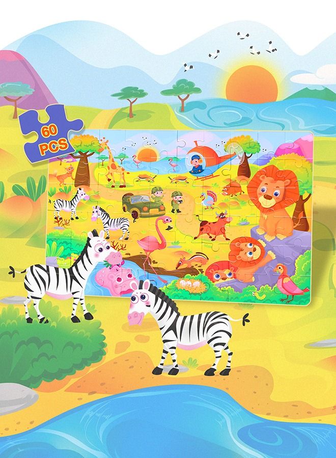 al ostoura toys Happy Zoo Educational Jigsaw Puzzle Children Toy for Kids 60-Piece - Image 5