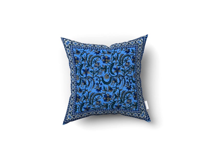 Blizz Mont | Ethnic Motif Printed Cushion Cover | Pure Cotton | Size- 16 x 16 inches- Set of 5- (BM1025-BLUE-JL) - Image 2
