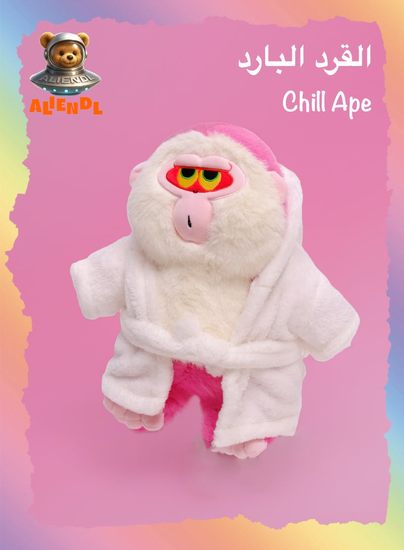 ALIENDL Chill Ape – Plush Monkey Stuffed Animal Toy for Baby Kids, Soft Cute Ape Plush Doll Bathrobe Outfit Gift Set with Removable Clothes & Pouch, Funny Unique Gift for Kids, Friends & Couples - Image 1