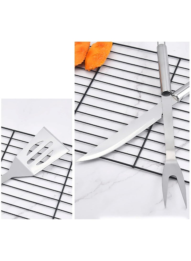 29-Piece Stainless Steel BBQ Tool Set with Black Carrying Bag for Outdoor Grilling - Image 3