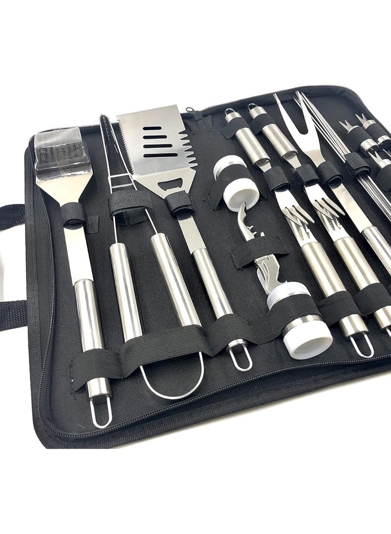 29-Piece Stainless Steel BBQ Tool Set with Black Carrying Bag for Outdoor Grilling - Image 4