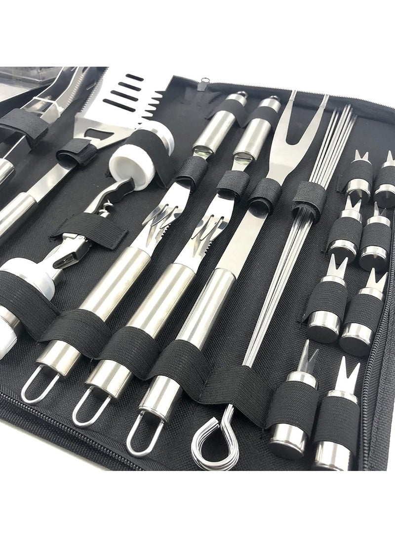 29-Piece Stainless Steel BBQ Tool Set with Black Carrying Bag for Outdoor Grilling - Image 5