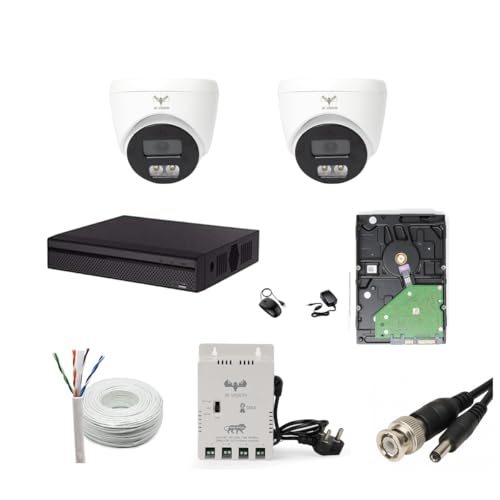 JK Vision 2.4MP ColorVu CCTV Camera System for Home, Office, School (2 Dome, 500 GB Hard Disk, 4 Channel Power Supply, DVR, 90Mtr Cable, BNC/DC) - Image 1