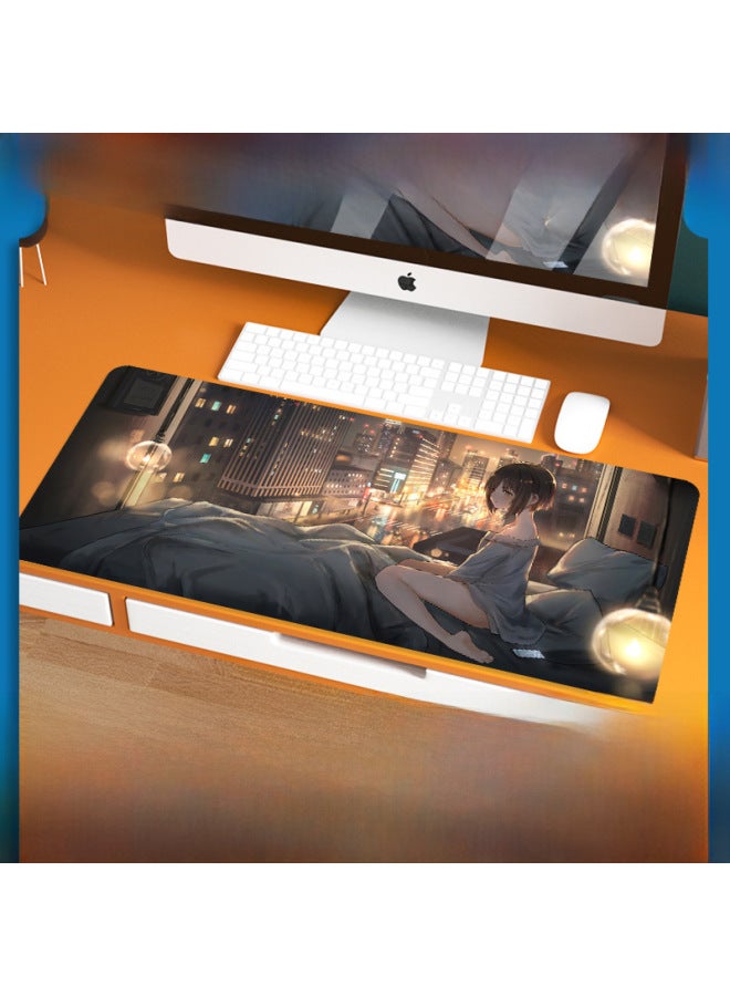 Mouse Pad Oversized Keyboard Notebook Logo Game Rubber Computer Anime Table Mat Lock Edge One-piece Delivery-Color:900x400x3mm-Pattern:Meditation 07 - Image 2