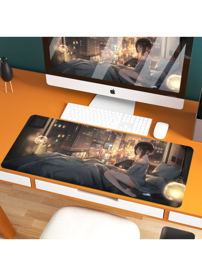Mouse Pad Oversized Keyboard Notebook Logo Game Rubber Computer Anime Table Mat Lock Edge One-piece Delivery-Color:900x400x3mm-Pattern:Meditation 07 - Image 1