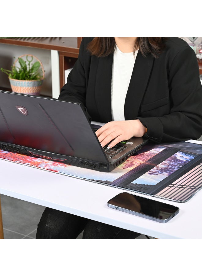 Mouse Pad Oversized Keyboard Notebook Logo Game Rubber Computer Anime Table Mat Lock Edge One-piece Delivery-Color:900x400x3mm-Pattern:Meditation 07 - Image 5