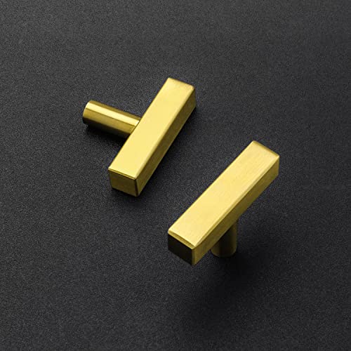Ravinte 30 Pack Gold T Bar Cabinet Knobs 2 Inch Square Cabinet Pulls Brushed Brass Single Hole Kitchen Cabinet Handles - Image 3