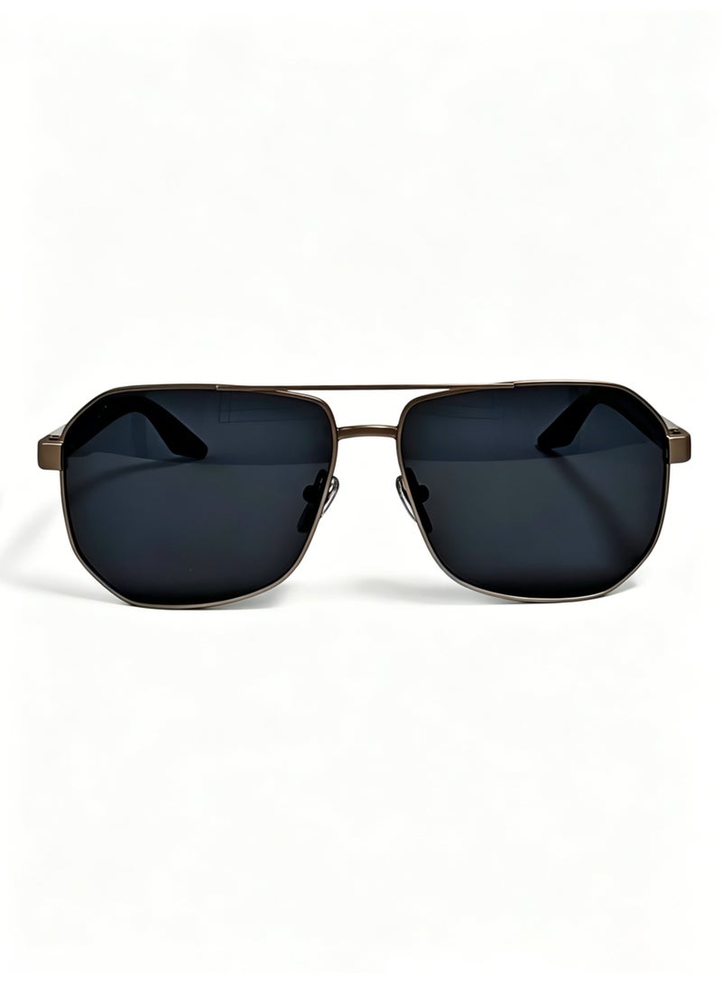 Aviator Sunglasses for Men & Women, Matte Gunmetal Metal Frame with Black Lenses - Image 1